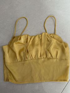 Yellow Ruched Crop Top