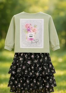 Floral Dress with Cropped Cardigan Set