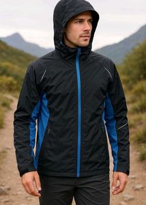 Men's Black & Blue Rain Jacket