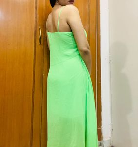 Lime Green Lace Trim Maxi Dress