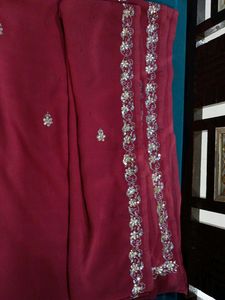Elegant Burgundy Saree