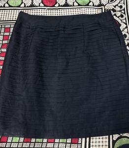 Navy Pleated A-Line Skirt