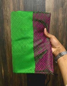 Green & Purple Patterned Saree