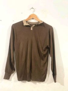 Aesthetic Brown Top With Collar