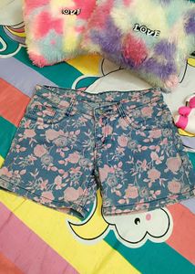 Floral Denim Shorts