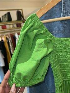 Green Puff Sleeve Maxi Dress