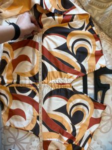 Boohoo Retro Print Tie-Front Top