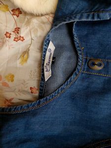 Denim tunic with tie-dye details