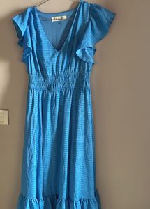 Blue Striped Midi Dress
