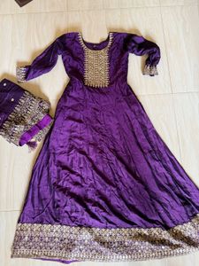 purple long anarkali dress