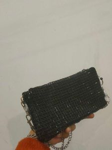 Chic Very Beautiful Black glass bead Gold Chain 👝