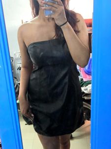 Black Faux Leather Dress