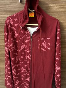 Motocross Print Zip-Up Hoodie