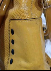 Yellow Snakeskin Satchel