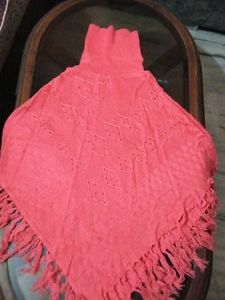 Coral Fringe Poncho