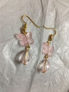 Blush Pink Butterfly Bead Drop Earrings