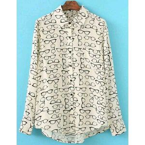Glasses Print Button-Down Shirt