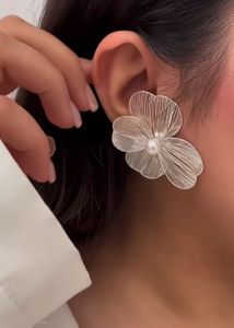 Silver Floral Pearl Earrings