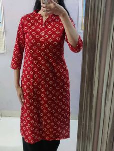 Red cotton Kurta for Women