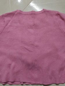 Pink Button-Down crop Cardigan