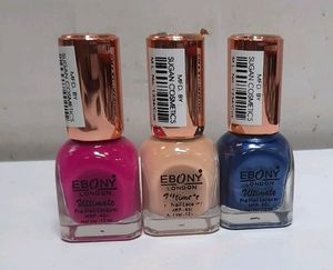 Ebony Matte Nail Paint. Combo Of Orange/Nude/Pink