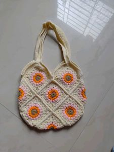 Crochet Granny Square Design Tote Bag