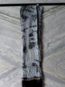 Gray &amp; Black Tie-Dye Style Saree
