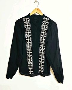Embroidered Black Top Bust Size-38