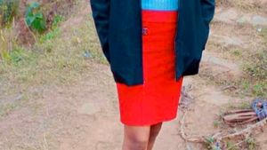 Red Mid pencil Skirt