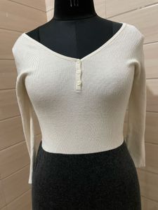 MANGO White Knit Mini Dress