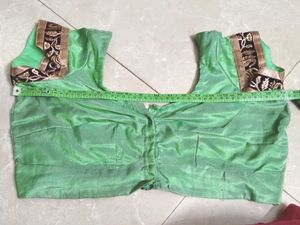 Green Sari Blouse with Embroidery