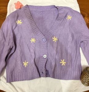 Cute Floral Lavender Cardigan