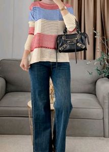 Striped Knit Pullover Sweater
