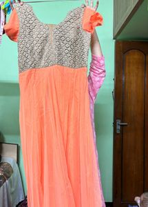 Coral Anarkali Dress Set