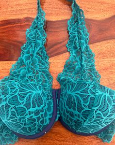Greenish Blue Halter neck Bra
