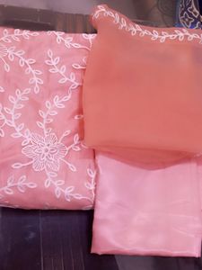 Embroidered Net Semi Stitch Suit