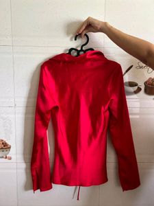 ZARA Red Satin Shirt With Bow detailing (WITH TAGS
