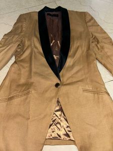Tan Blazer with Black Lapel