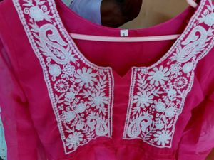 Pink Embroidered Tunic Top