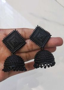 Black Jhumka Earrings