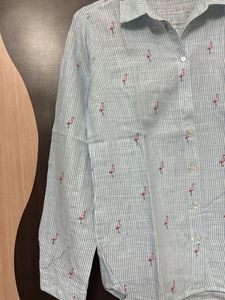Tokyo Talkies Striped Flamingo Print Shirt