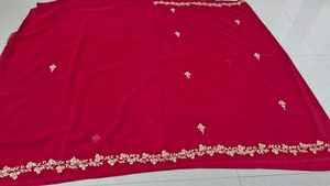 Elegant Red Embroidered Saree