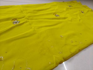 Yellow Saree with Silver Embroidery