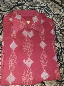 Maroon Patterned Button-Down Shirt