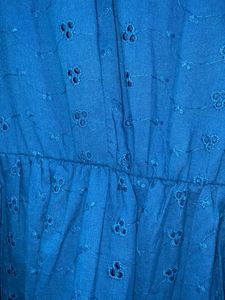 Blue Eyelet Tiered Mini Dress