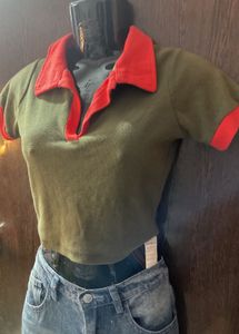 Green &amp; Red Crop Top
