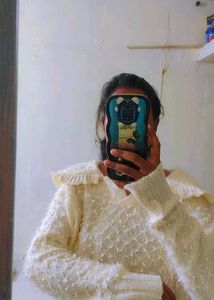 Elegant White Knit Sweater