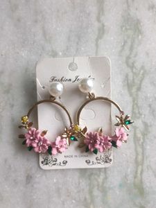 Pearl And Matte Flower Earrings 💗💗🌸