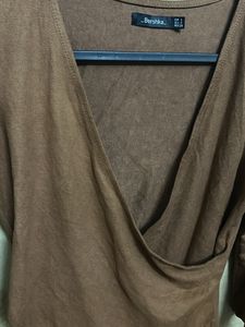 Bershka Brown Top - Size S