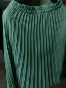 Green Pleated Skirt